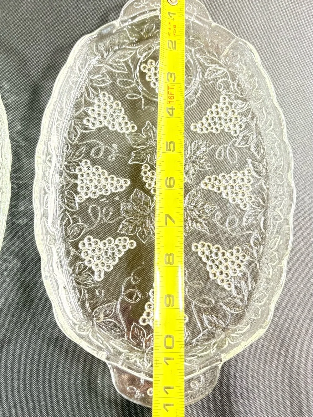 Clear Glass Grape-Pattern Serving Dishes - Set of 4